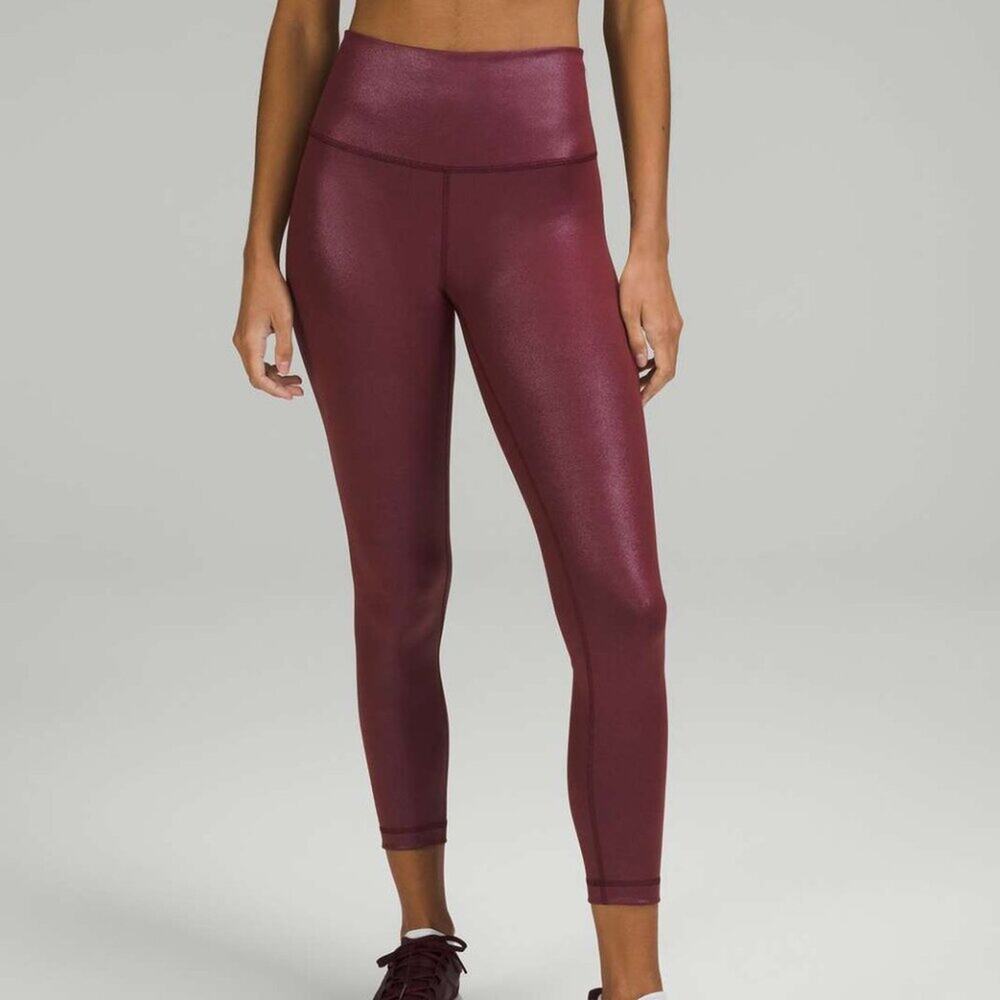 Lululemon Wunder Train High-Rise Tight 25" *Foil Radiate Red Merlot Size 10 $118